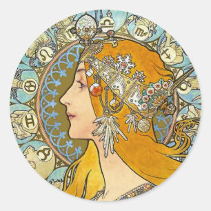 Adesivo Poster de Nouveau da arte de Mucha - zodíaco -