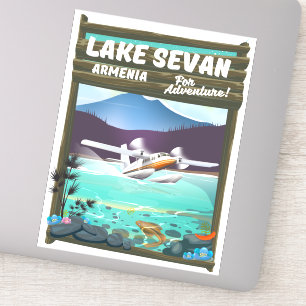 Adesivo Poster de viagens de estilo vintage do Lago Sevan 