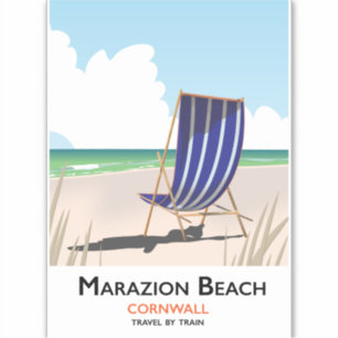 Adesivo poster de viagens de praia de Marazion Beach