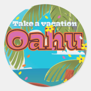 Adesivo Poster de viagens do feriado de Oahu