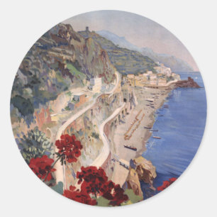Adesivo Poster de viagens do italiano do vintage de Amalfi