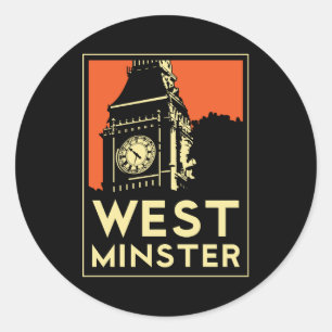Adesivo poster de viagens retro do art deco de westminster