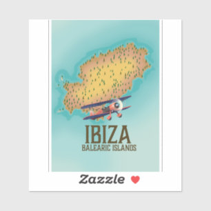 Adesivo Poster do mapa de Ibiza Balearic Island