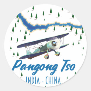 Adesivo Pôster do mapa Pangong Tso Índia China.