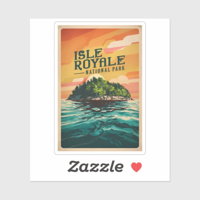 Adesivo Poster do Parque Nacional de Isle Royale Retro (Folha)
