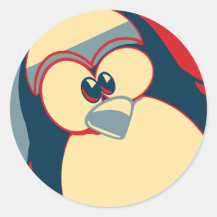 Adesivo Poster do pinguim Tux do Linux Obama