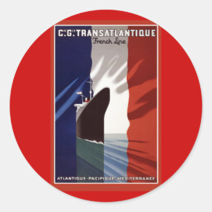 Adesivo Poster retro da linha de cruzeiros francesa de