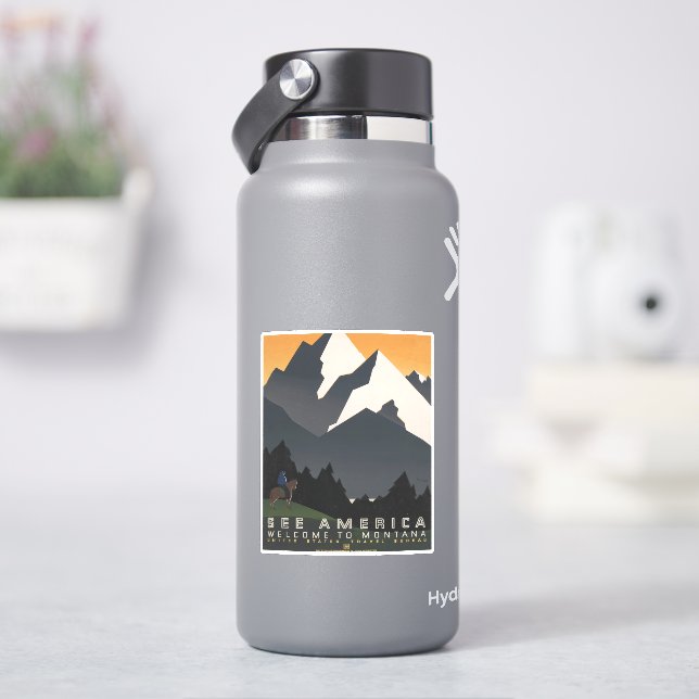 Adesivo Poster vintage Promovendo Viagem para Montana. (HidroFlask)