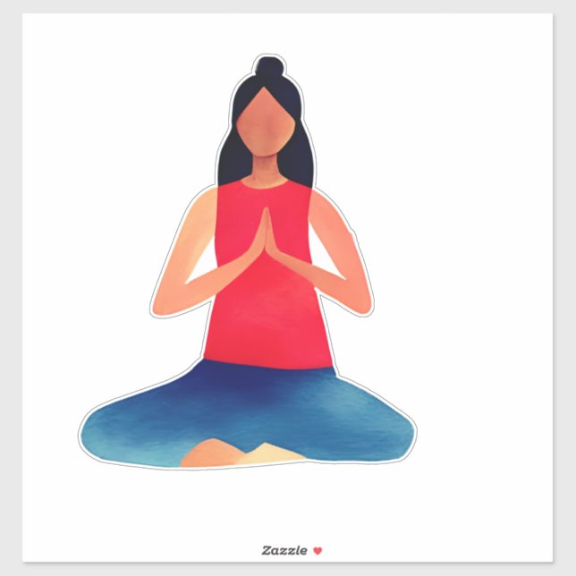 Adesivo Postura de Yoga  (Folha)