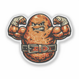 Adesivo Potato Powerhouse — Lutador Retro Vintage de Força