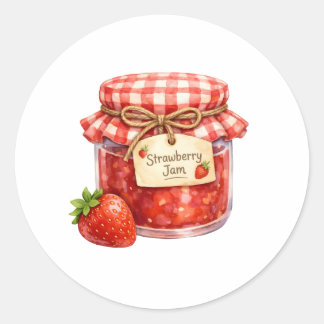 Adesivo Pote de aquarela com geléia de morango fresco