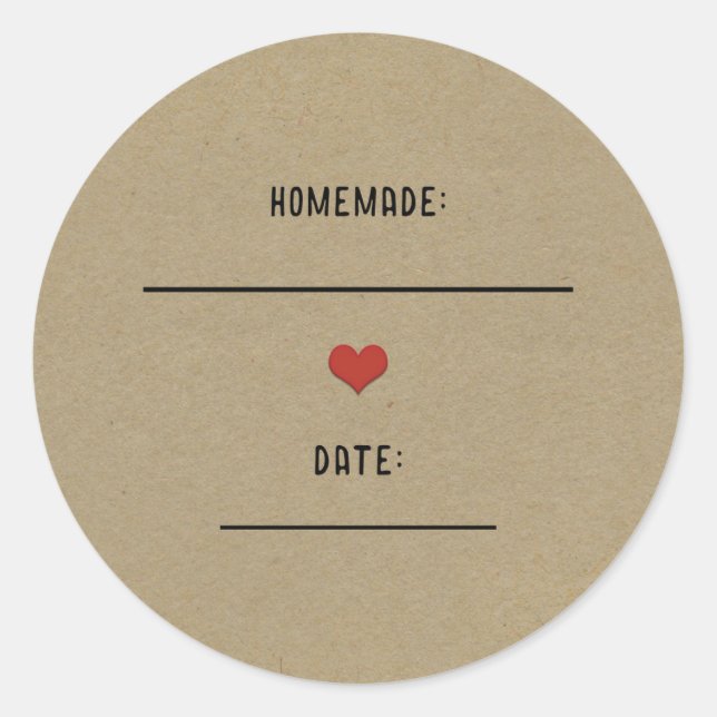 Adesivo Pote de Conserva Vermelho Coração Caseiro Kraft Ma (Frente)