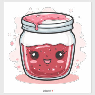 Adesivo Pote de Geléia de Frutas Vermelhas de Desenho Anim