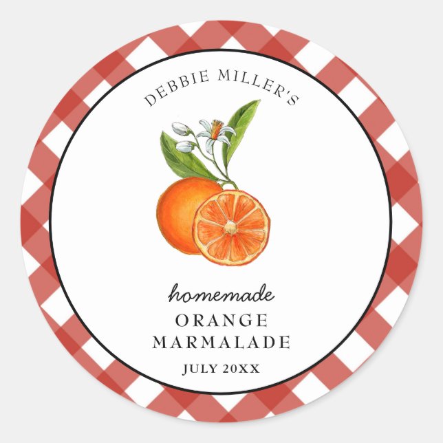 Adesivo Pote de geleia de marmelada de laranja aquarela  (Frente)