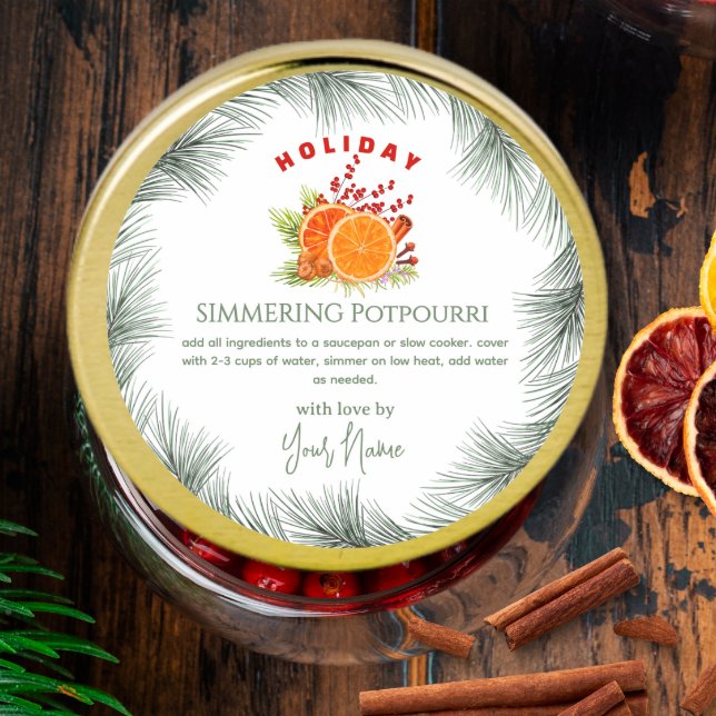 Adesivo Pote de Potpourri de Natal na Pia Verde Simmering (Criador carregado)