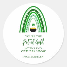 Adesivo Pote do Dia de Patrick do Dourado Boho Rainbow
