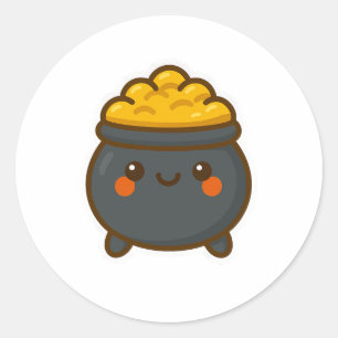 Adesivo Pote Kawaii do Dourado
