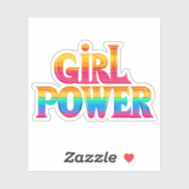 Adesivo potência bonita e colorida da garota arco-íris