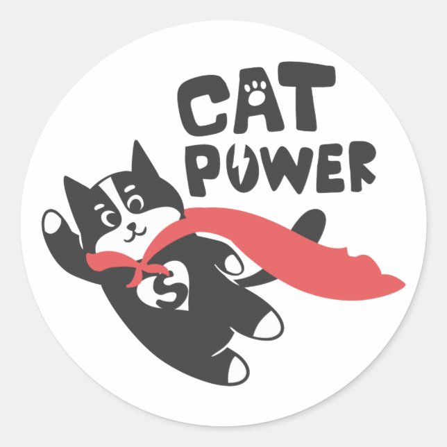 Adesivo Potência do gato - Escolha a cor de fundo (Frente)