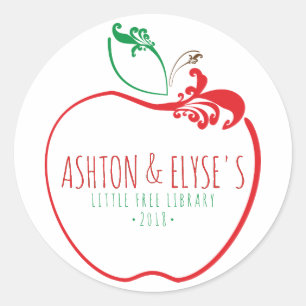 Adesivo pouco selo da maçã do flourish da biblioteca liv