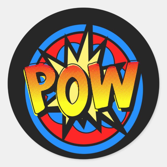 Adesivo Pow Pop Art Superpower Hero Birthday Stickers (Frente)