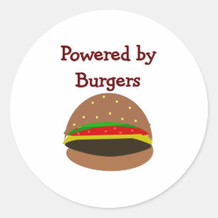 Adesivo "Powered by Burgers" — presentes engraçados no Ham