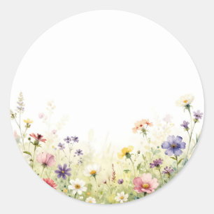 Adesivo Prado Floral Pastel de Flor Silvestre em Aquarela