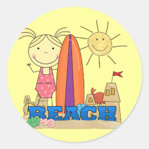 Adesivo PRAIA - camiseta e presentes louros da menina