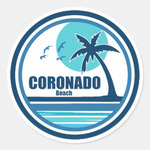Adesivo Praia Coronado Califórnia Palmeiras Pássaros