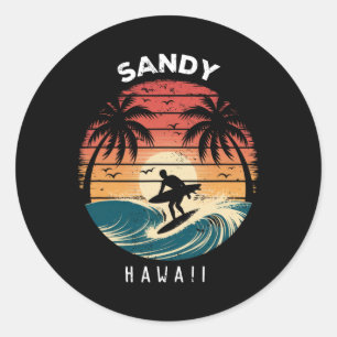Adesivo Praia de Areia do Havaí Ondas de Prancha de Surf P