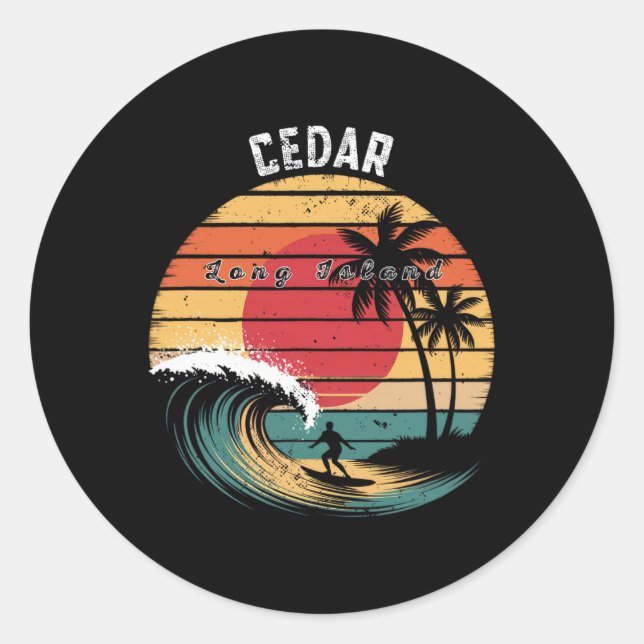 Adesivo Praia de Cedar Beach Long Island Surf (Frente)