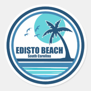 Adesivo Praia de Edisto Carolina do Sul Palmeiras Pássaros