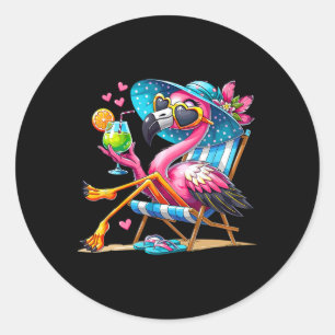 Adesivo Praia de Flamingo Rosa Vibrações de Verão Palmeira
