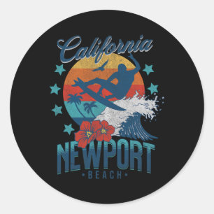 Adesivo Praia de Newport Califórnia Surf Viagem Vintage