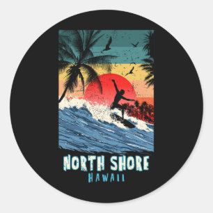 Adesivo Praia de North Shore Havaí Surf Vintage Retro Palm