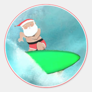 Adesivo Praia de Papais noeis de Surfe Feriados de Natal