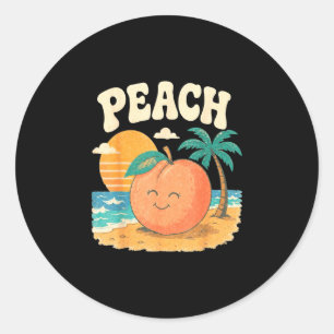 Adesivo Praia de pêssego verão retrô doce fruta pôr do sol