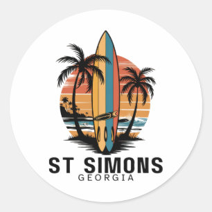 Adesivo Praia de St Simons Geórgia Surfando Surfista _1