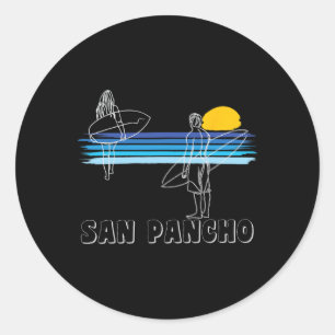 Adesivo Praia de Surf San Pancho Rapaz Rapariga Surfando 
