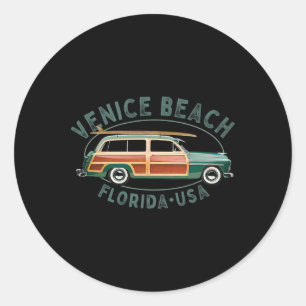 Adesivo Praia de Venice Flórida Design de Surf Vintage Par