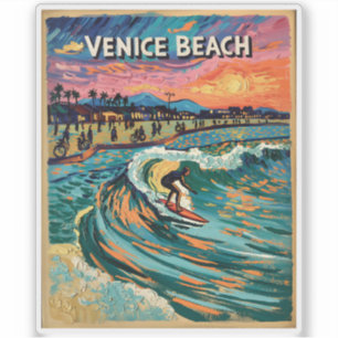 Adesivo Praia de Venice Surf Califórnia Cores Vibrantes Vi