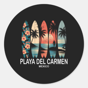 Adesivo Praia Del Carmen México Prancha de Surfe Retro _1