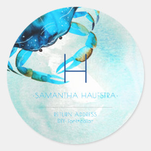 Adesivo Praia do Monograma do Caranguejo Azul PixDezines