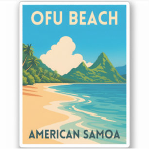 Adesivo Praia do Samoa Ofu Americana da Viagens vintage Re