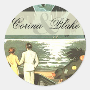 Adesivo Praia do vintage do art deco