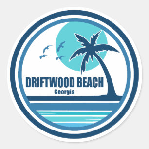 Adesivo Praia Driftwood Geórgia Palmeiras Pássaros