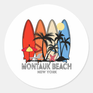 Adesivo Praia Montauk Nova York Retro Surfboard Vintage