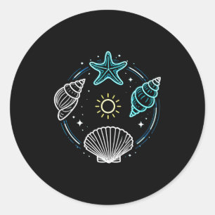 Adesivo Praia oceânica estrelas-do-mar concha do sol verão