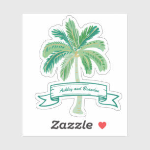 Adesivo Praia Personalizada de Palmeira Tropical Costeira