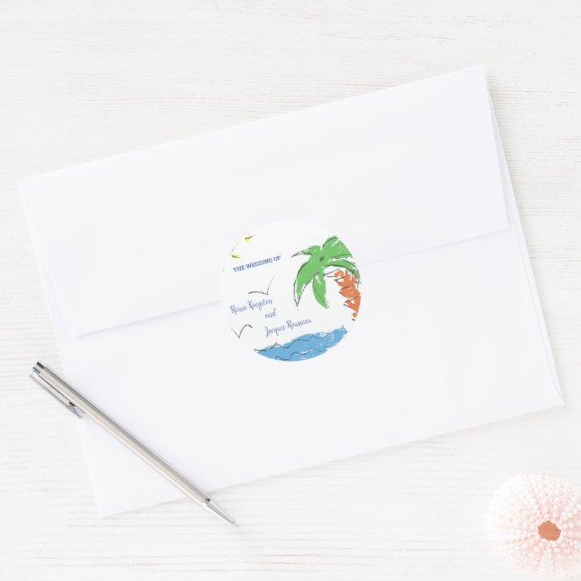 Adesivo Praia personalizada do tesouro com palmeira (Envelope)
